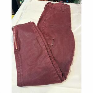 7 For All Mankind Women's Burgundy Cargo Skinny Jeans Size 27
